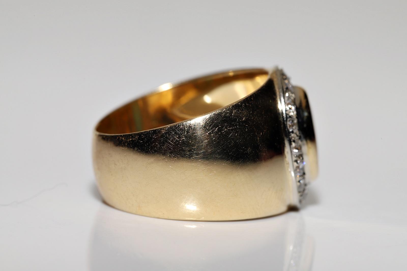 Vintage Circa 1980er Jahre 18k Gold Natürlicher Diamant und Opal Dekorierter Ring im Zustand „Gut“ im Angebot in Fatih/İstanbul, 34