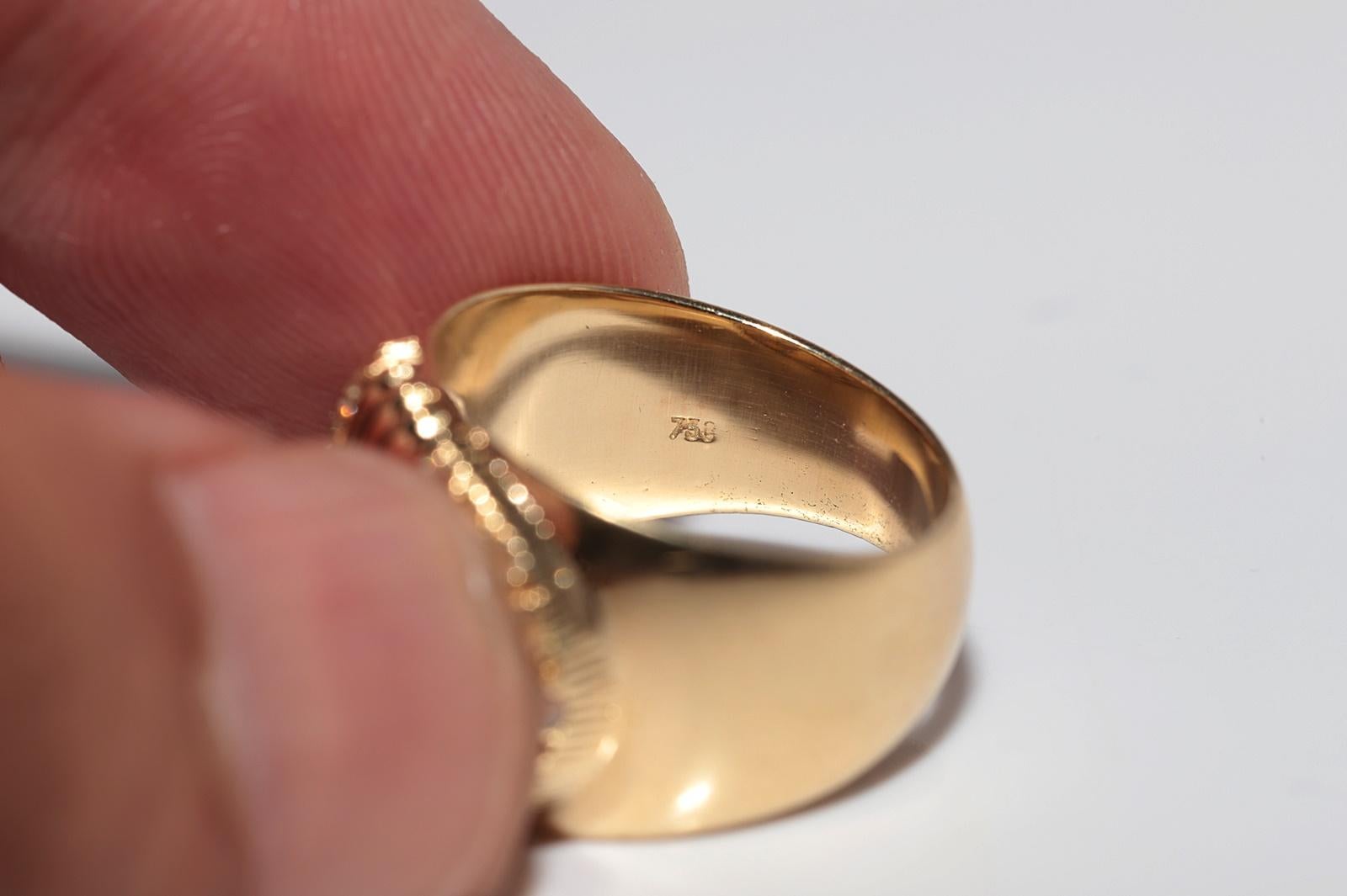 Dekorierter Vintage-Ring aus 18 Karat Gold mit natürlichem Diamanten im Ovalschliff und Rubin, ca. 1980er Jahre im Angebot 8