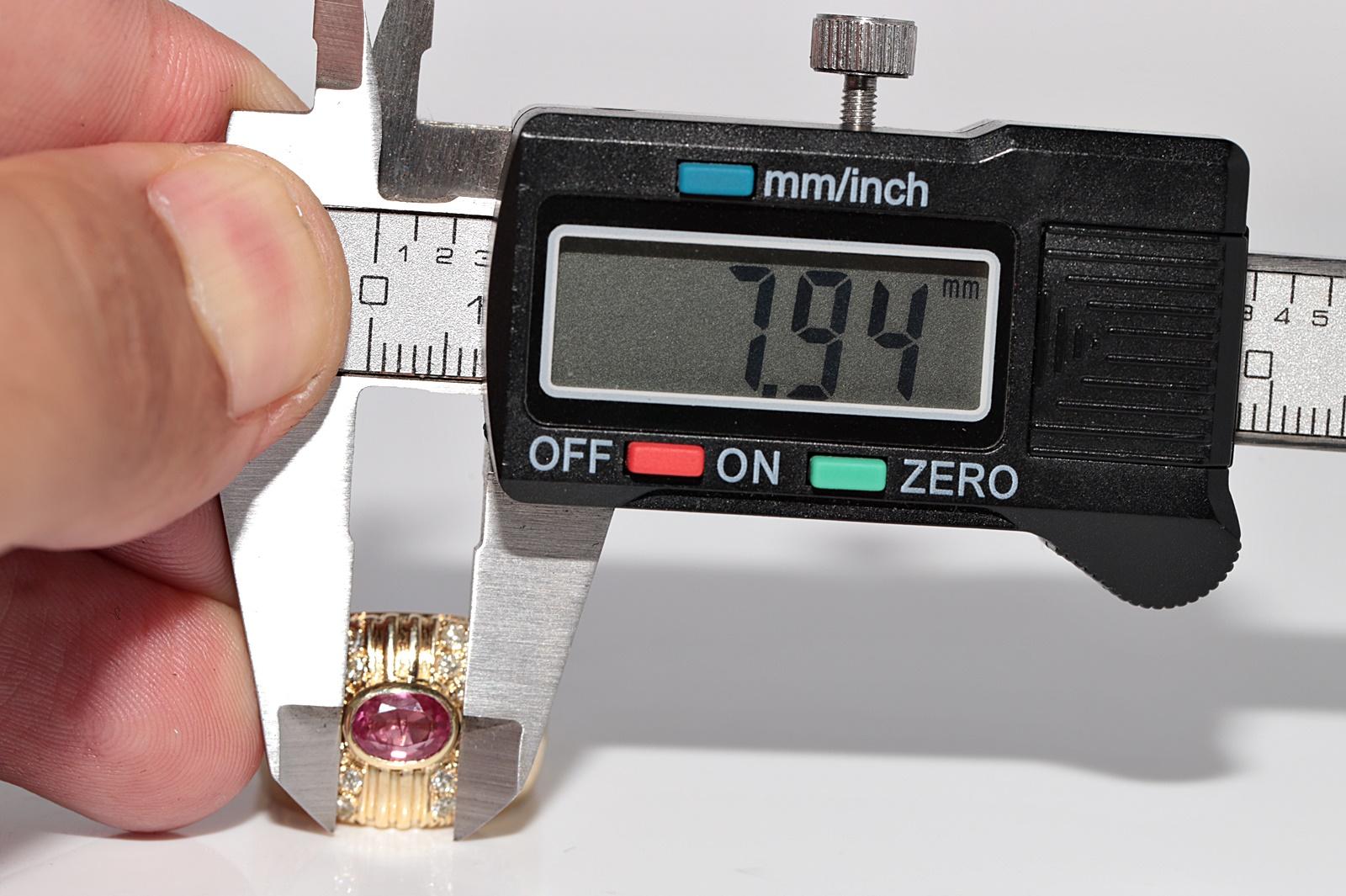 Dekorierter Vintage-Ring aus 18 Karat Gold mit natürlichem Diamanten im Ovalschliff und Rubin, ca. 1980er Jahre im Angebot 10