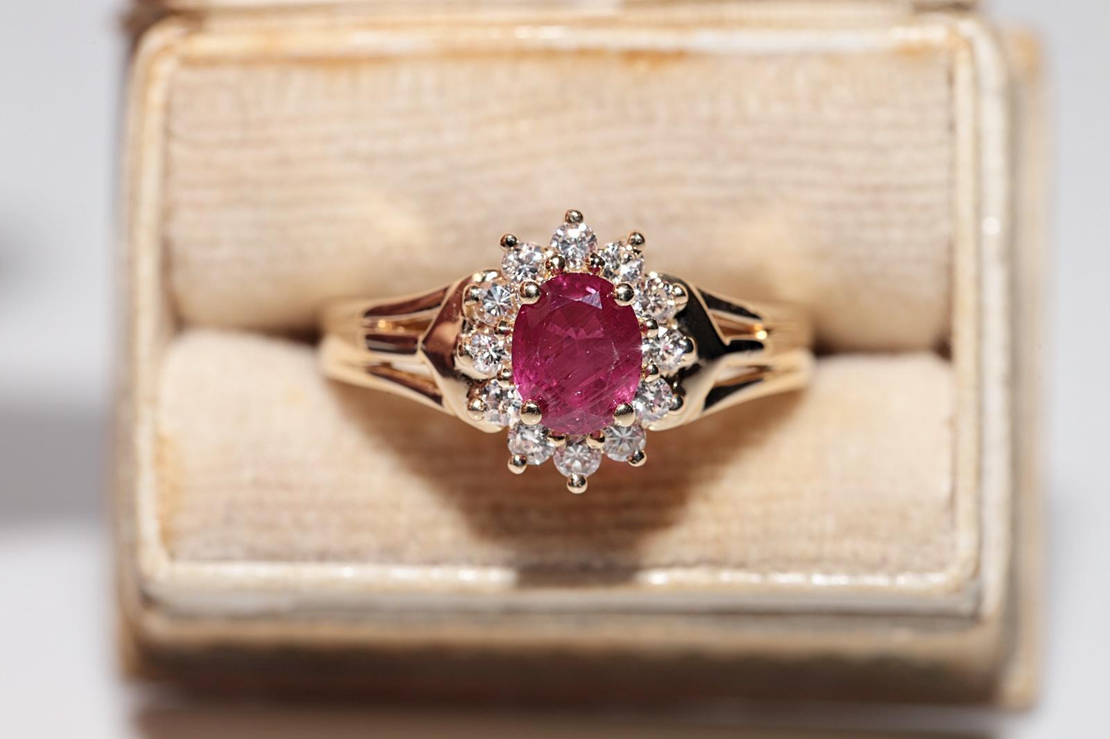 In very good condition.
Total weight is 4.4 grams.
Totally is diamond 0.35 ct.
The diamond is has G-H color and vs clarity.
Totally is ruby 0.60 ct.
Ring size is US 7
We can make any size.
Box is not included.
Please contact for any questions.