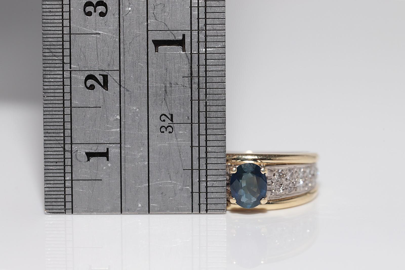 Anello a fascia in oro 18k con diamanti naturali e zaffiri ovali, vintage anni '80 circa in vendita 5