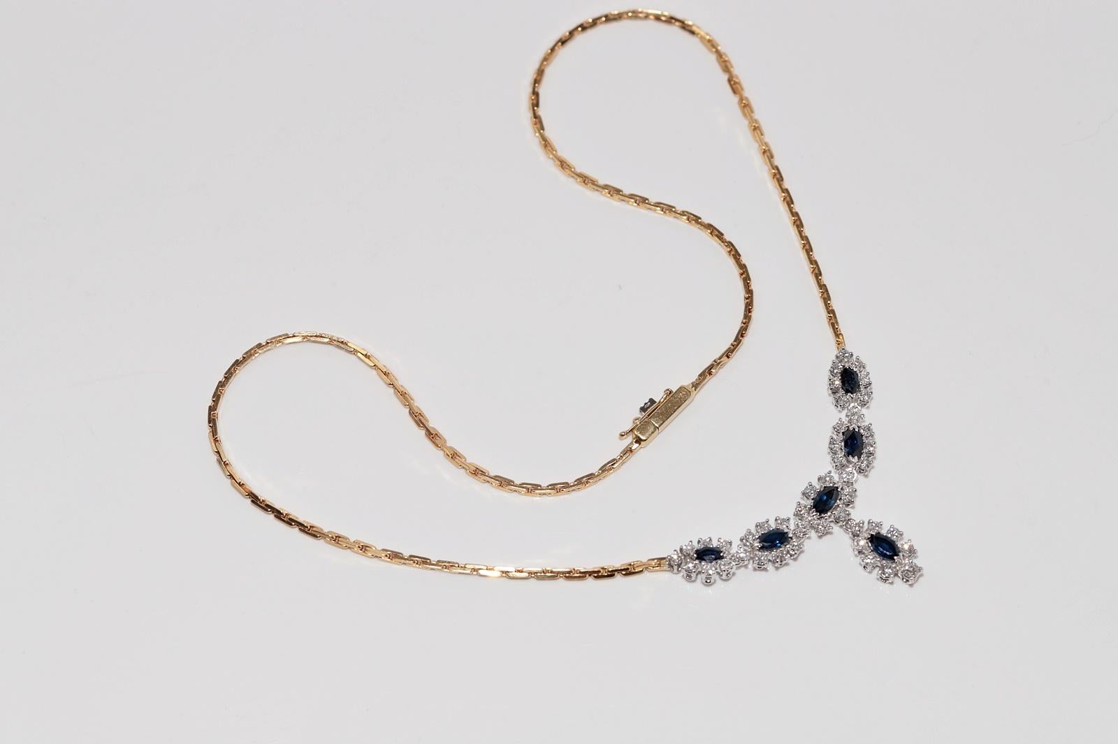 Collana in oro 18k con diamanti naturali e zaffiri ovali, vintage, circa anni '80 in vendita 6