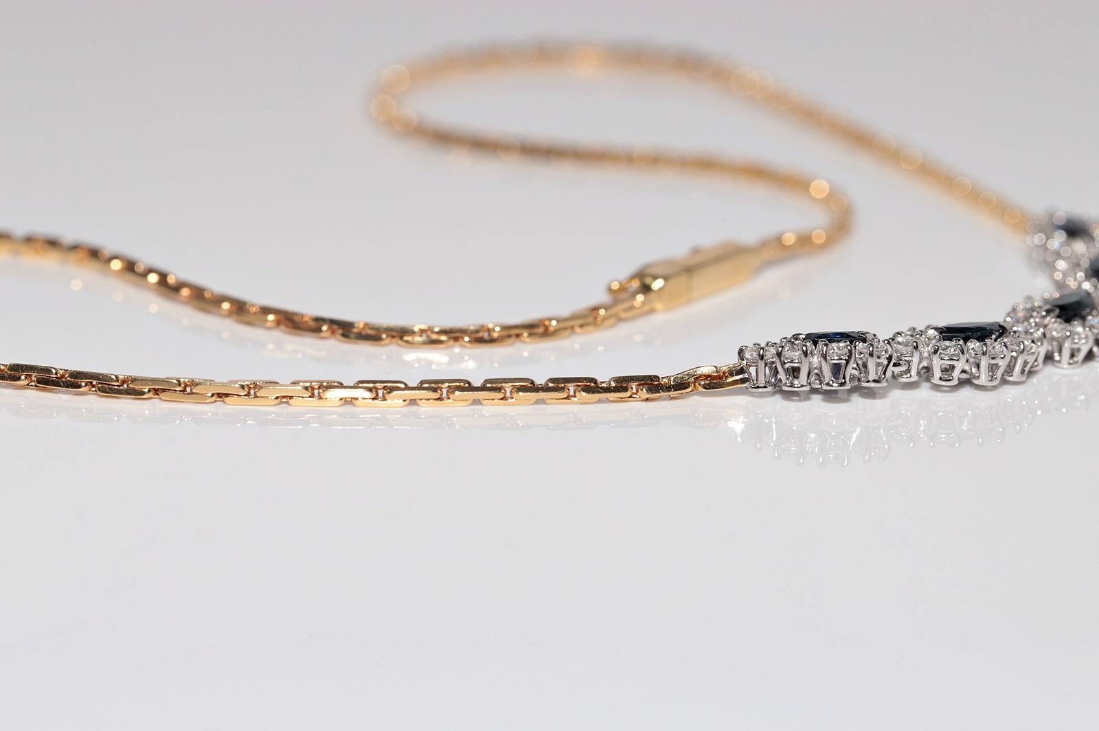 Collana in oro 18k con diamanti naturali e zaffiri ovali, vintage, circa anni '80 in vendita 7