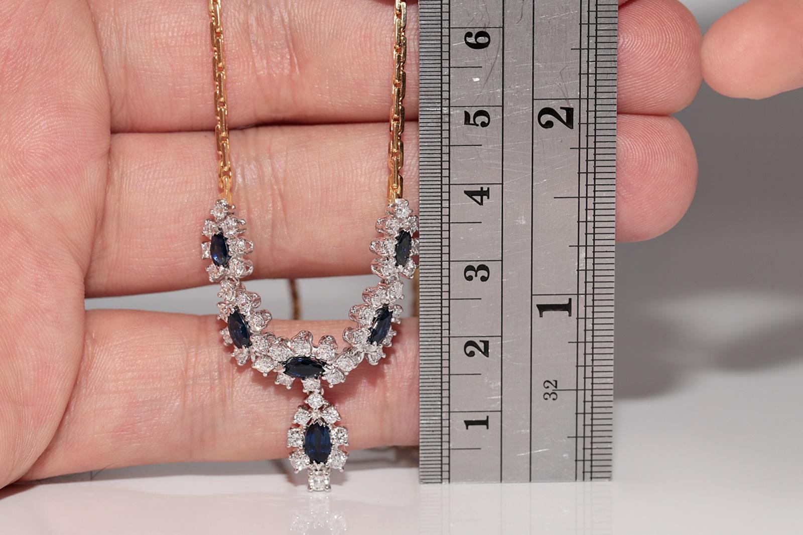 In ottime condizioni.
Il peso totale è di 15,6 grammi.
Totalmente è un diamante di 1,30 ct.
Il diamante ha un colore F-G e una purezza vvs1-vs1.
Totalmente è uno zaffiro da 2,10 ct.
La lunghezza totale senza gemma è di 36 cm.
Per qualsiasi domanda,