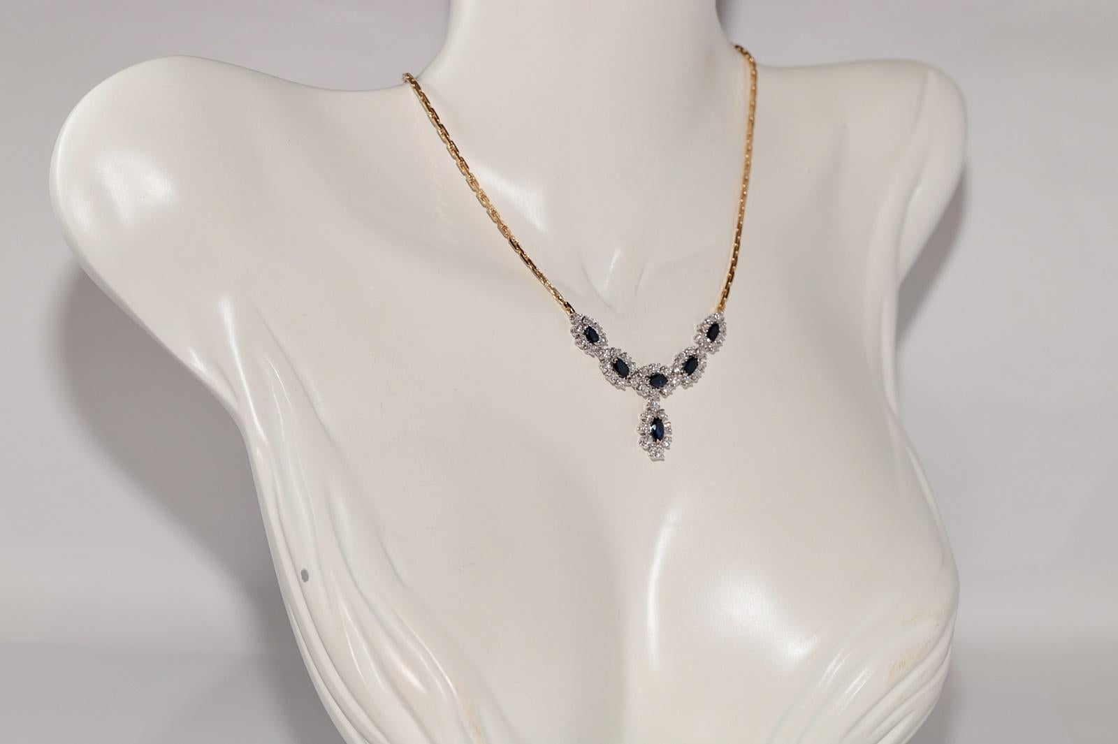 Collana in oro 18k con diamanti naturali e zaffiri ovali, vintage, circa anni '80 in vendita 1