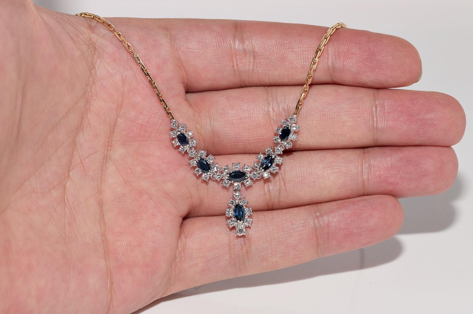 Collana in oro 18k con diamanti naturali e zaffiri ovali, vintage, circa anni '80 in vendita 2