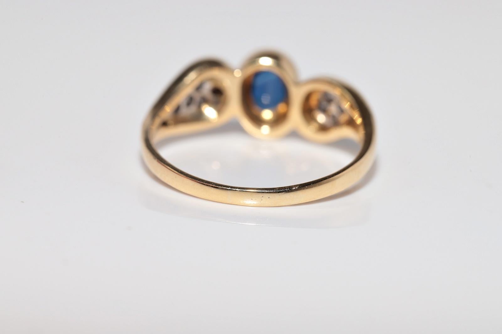 Vintage CIRCA 1980s 18k Gold Natürlicher Diamant und Saphir im Ovalschliff Ring im Angebot 4