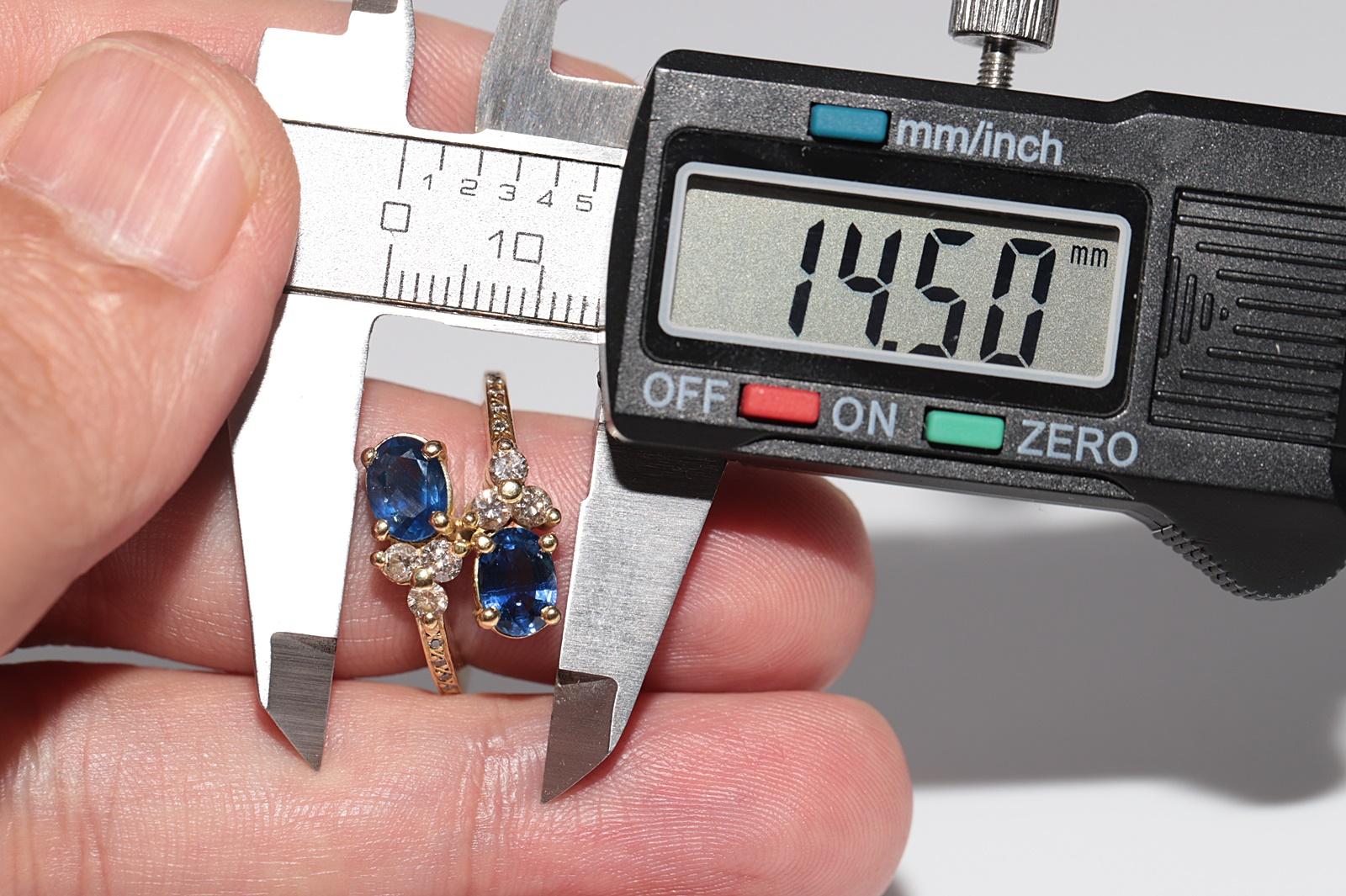 Vintage CIRCA 1980s 18k Gold Natürlicher Diamant und Saphir im Ovalschliff Ring im Angebot 4