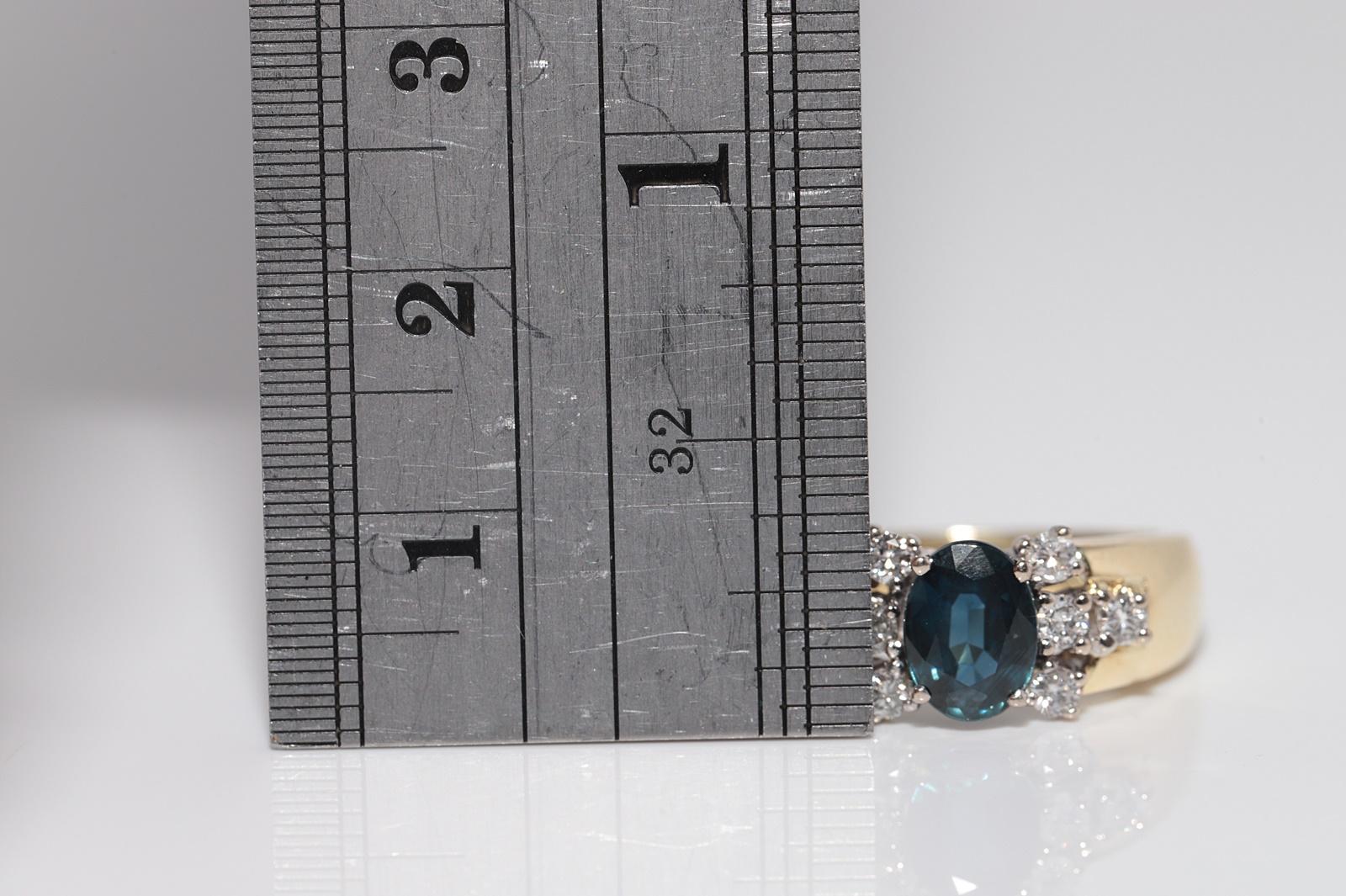 Vintage CIRCA 1980s 18k Gold Natürlicher Diamant und Saphir im Ovalschliff Ring im Angebot 5