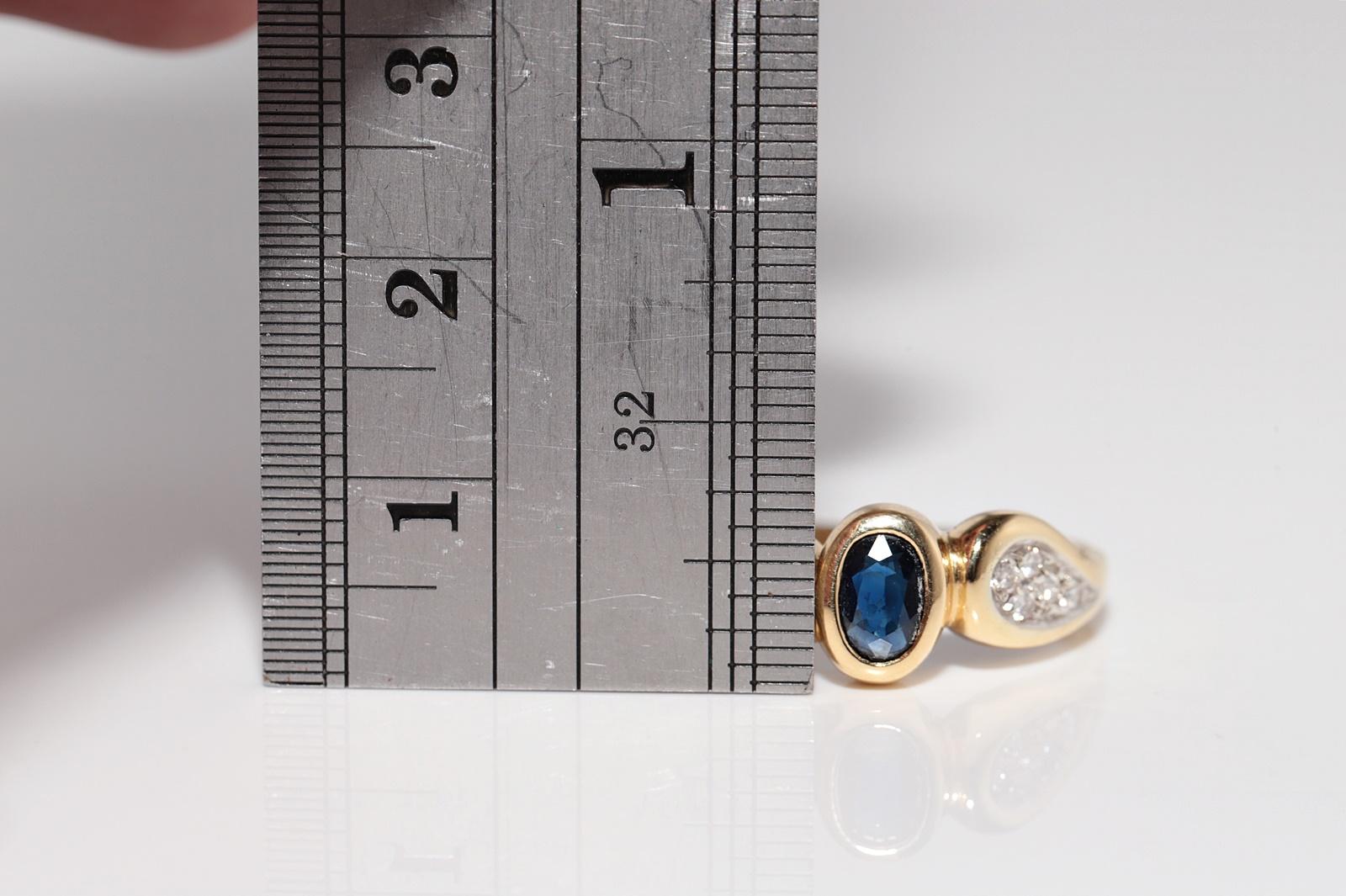Vintage CIRCA 1980s 18k Gold Natürlicher Diamant und Saphir im Ovalschliff Ring im Angebot 6