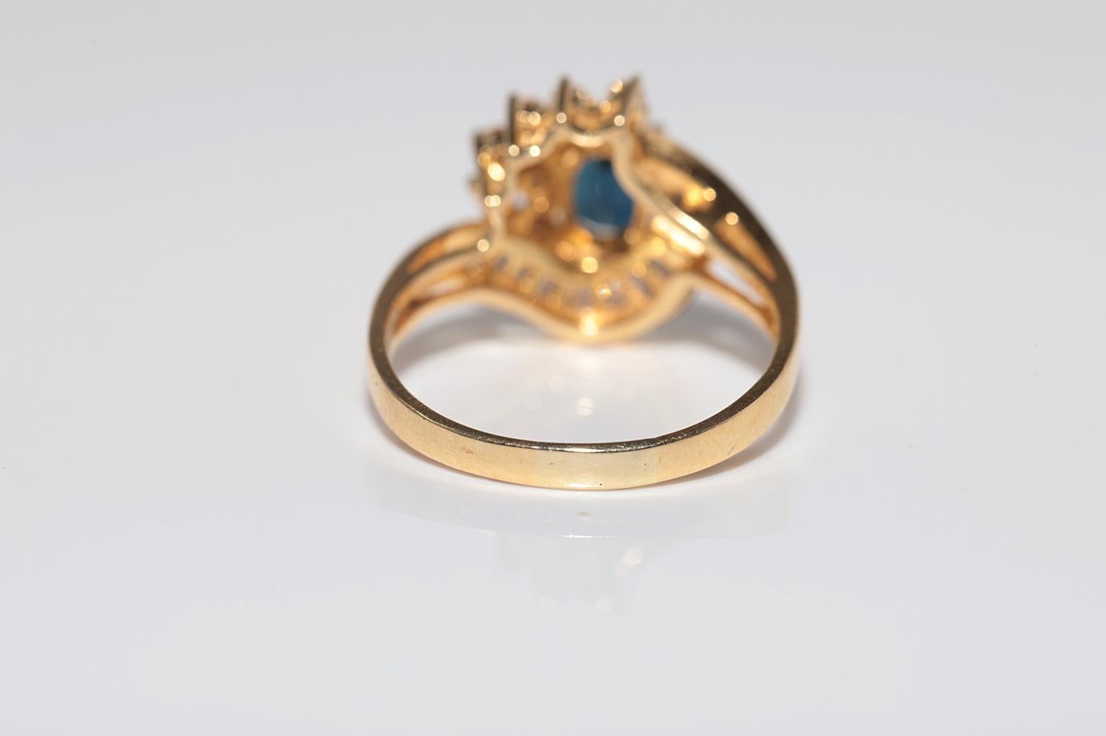 Anello in oro 18k con diamanti naturali e zaffiri ovali, vintage, circa anni '80 in vendita 7