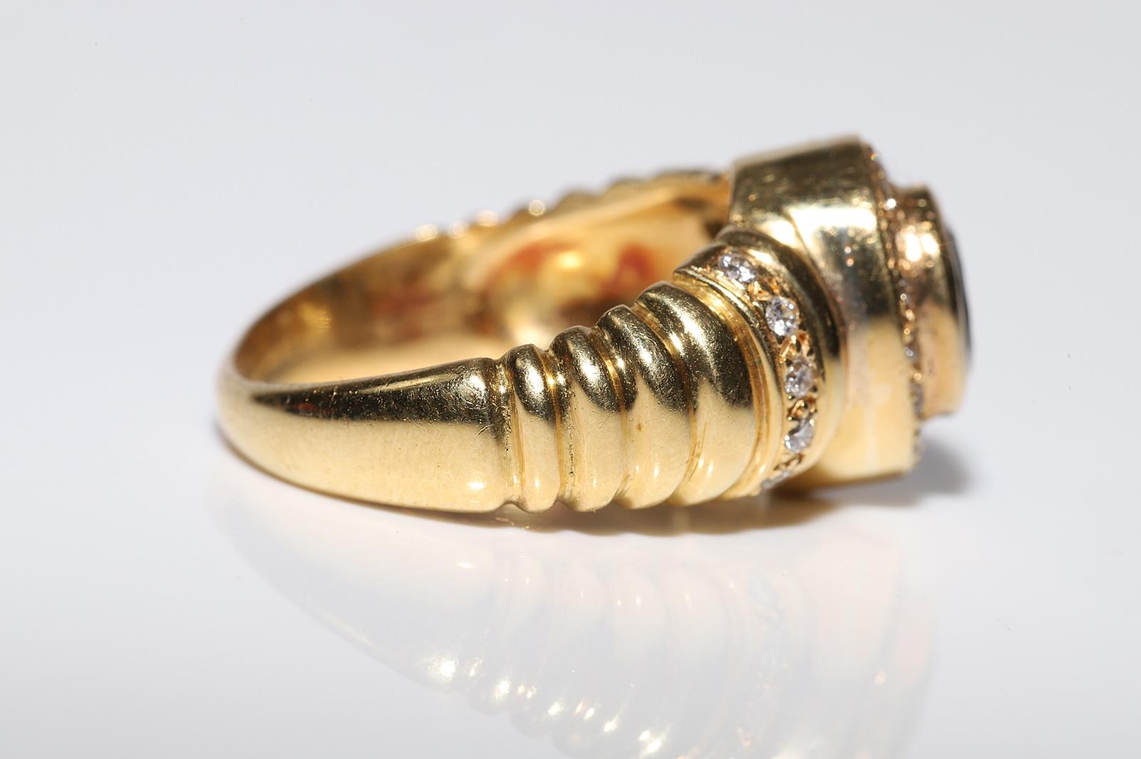 Donna Anello in oro 18k con diamanti naturali e zaffiri ovali, vintage, circa anni '80 in vendita