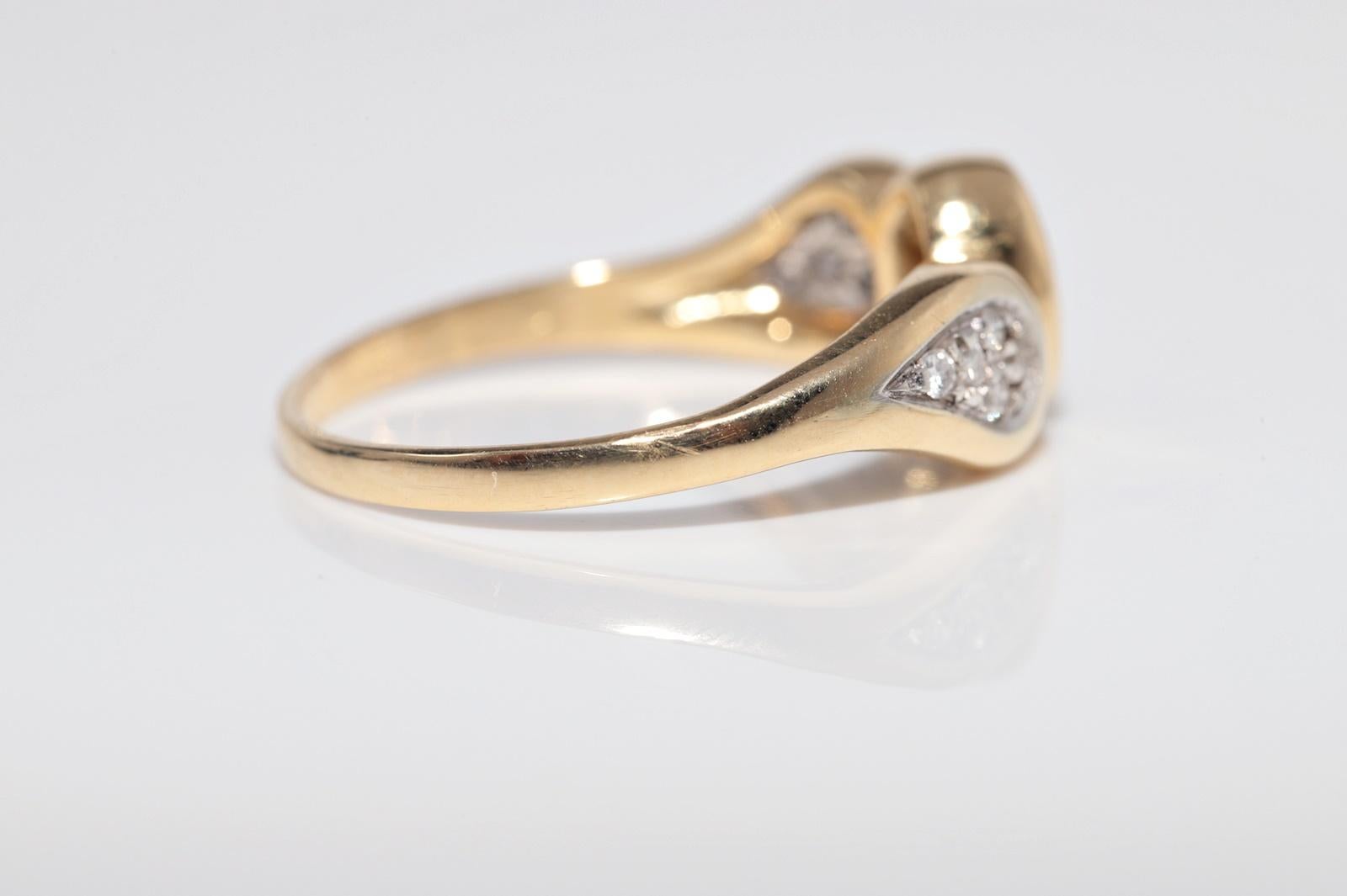 Vintage CIRCA 1980s 18k Gold Natürlicher Diamant und Saphir im Ovalschliff Ring Damen im Angebot