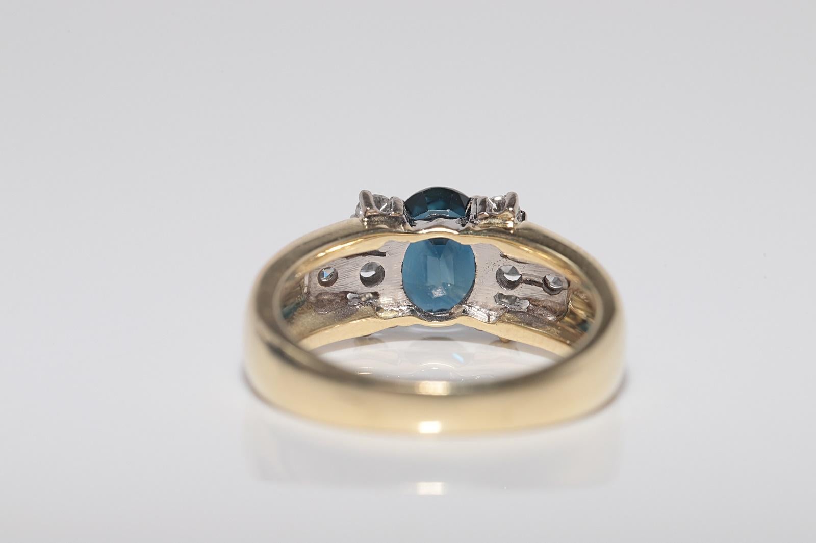 Vintage CIRCA 1980s 18k Gold Natürlicher Diamant und Saphir im Ovalschliff Ring im Angebot 1