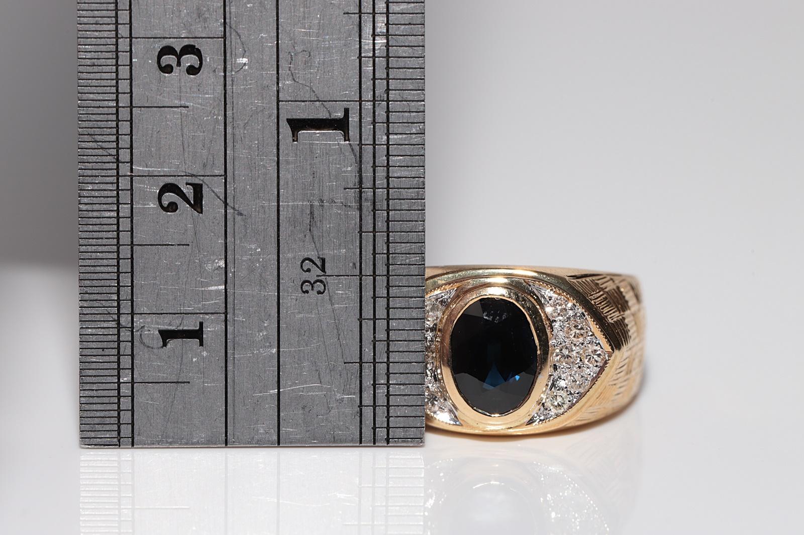 Anello con serbatoio in oro 18k con diamanti naturali e zaffiri ovali, vintage CIRCA gli anni '80 in vendita 5