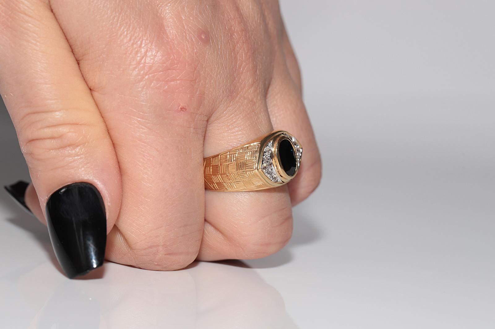 Anello con serbatoio in oro 18k con diamanti naturali e zaffiri ovali, vintage CIRCA gli anni '80 in vendita 8