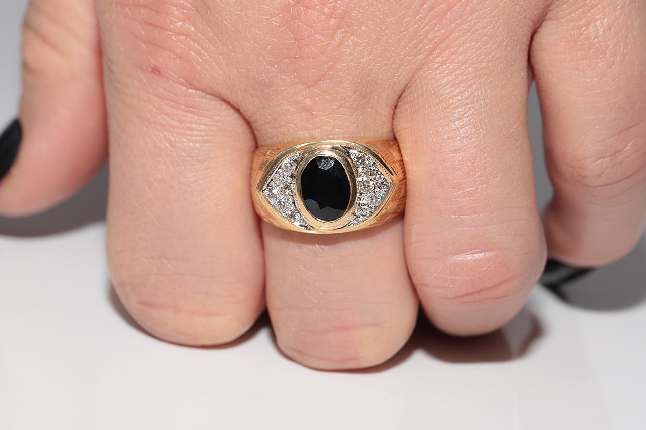 Anello con serbatoio in oro 18k con diamanti naturali e zaffiri ovali, vintage CIRCA gli anni '80 in vendita 10