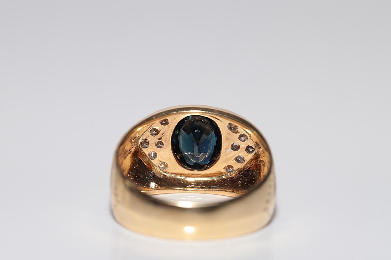 Donna Anello con serbatoio in oro 18k con diamanti naturali e zaffiri ovali, vintage CIRCA gli anni '80 in vendita