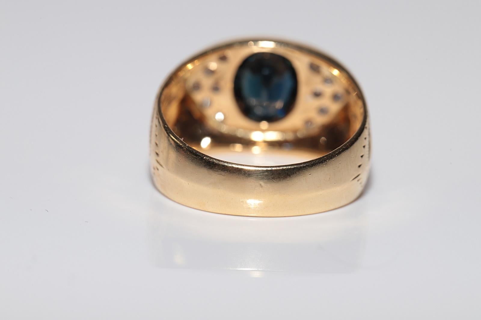 Anello con serbatoio in oro 18k con diamanti naturali e zaffiri ovali, vintage CIRCA gli anni '80 in vendita 1