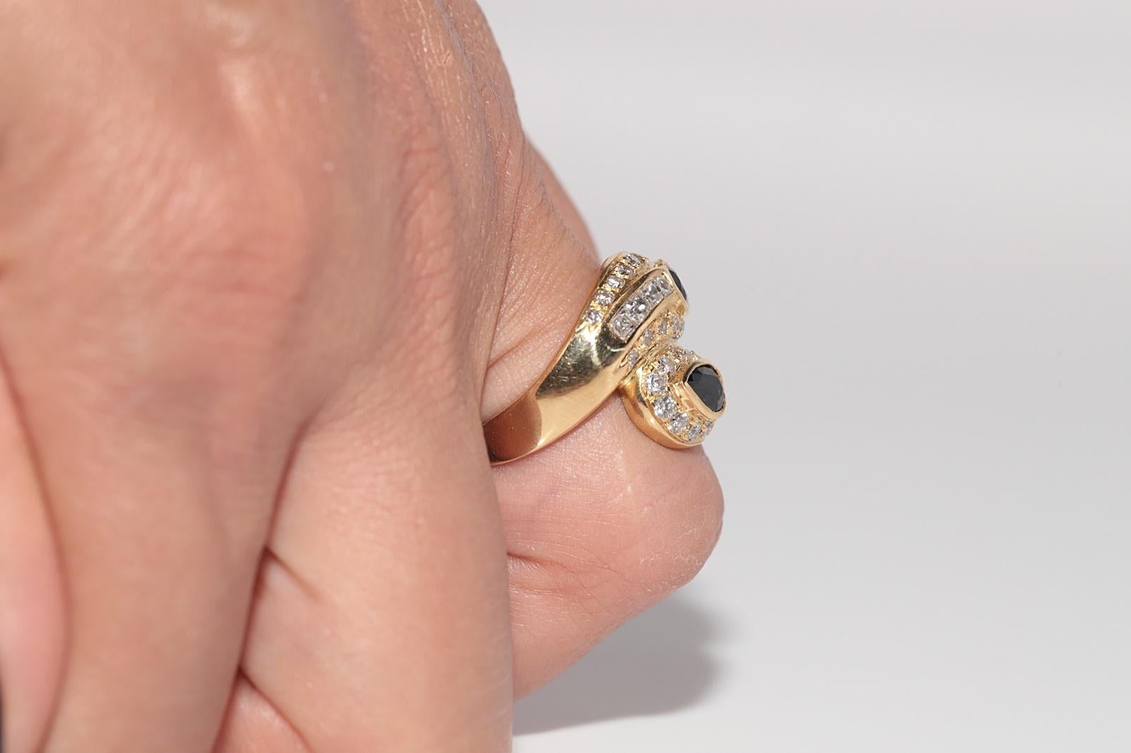 Vintage CIRCA 1980er Jahre 18k Gold natürlichen Diamanten und Birnenschliff Saphir dekoriert Ring im Angebot 12