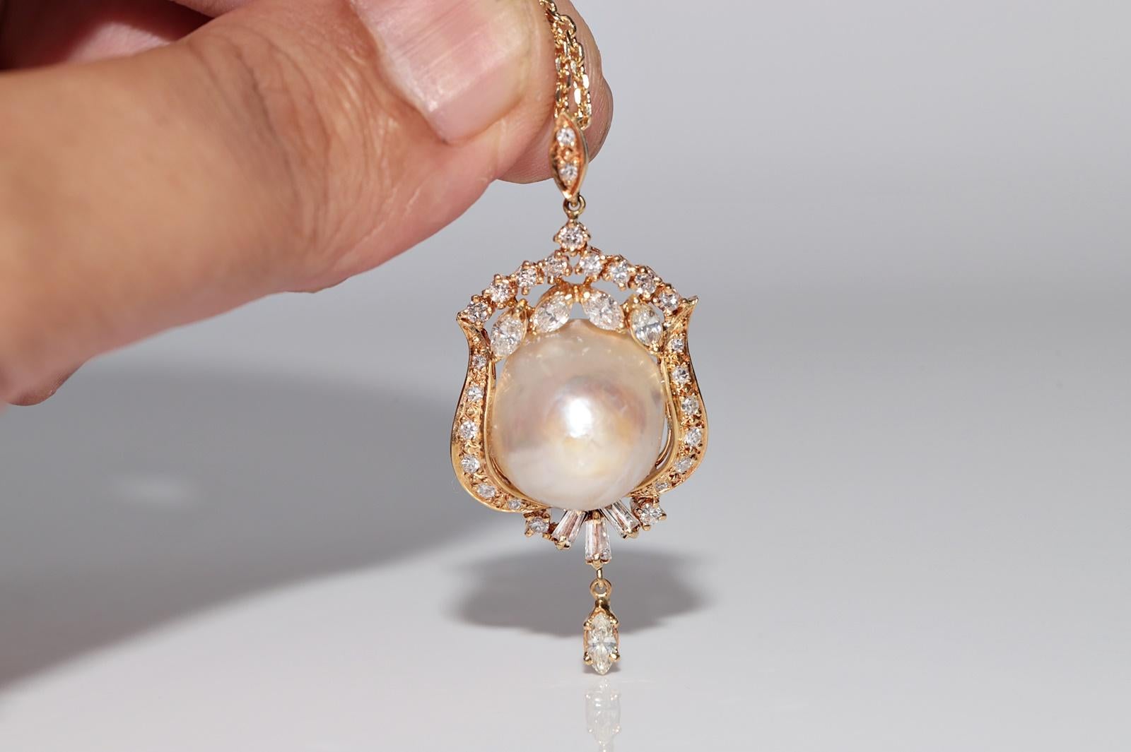 Donna Collana con ciondolo di diamanti naturali e perle in oro 18 carati CIRCA 1980 in vendita