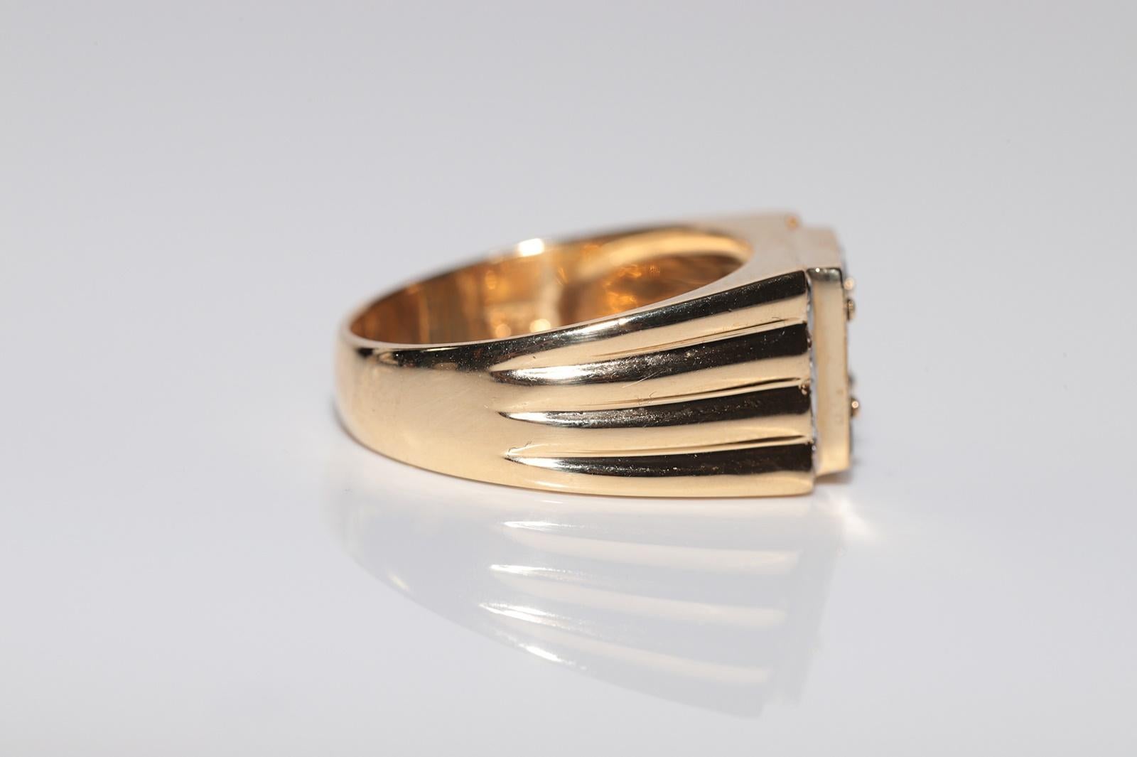 Vintage-Ring aus 18 Karat Gold mit natürlichem Diamant und Saphir im Prinzessinnenschliff, ca. 1980er Jahre Damen im Angebot