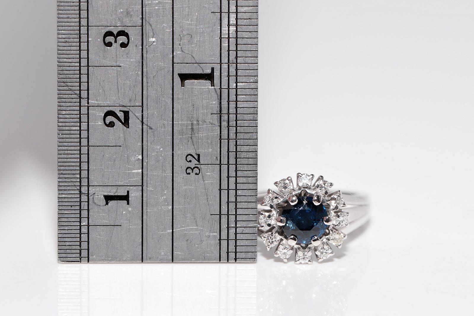 Vintage CIRCA 1980s 18k Gold Natürlicher Diamant und Rundschliff Saphir Ring im Angebot 6