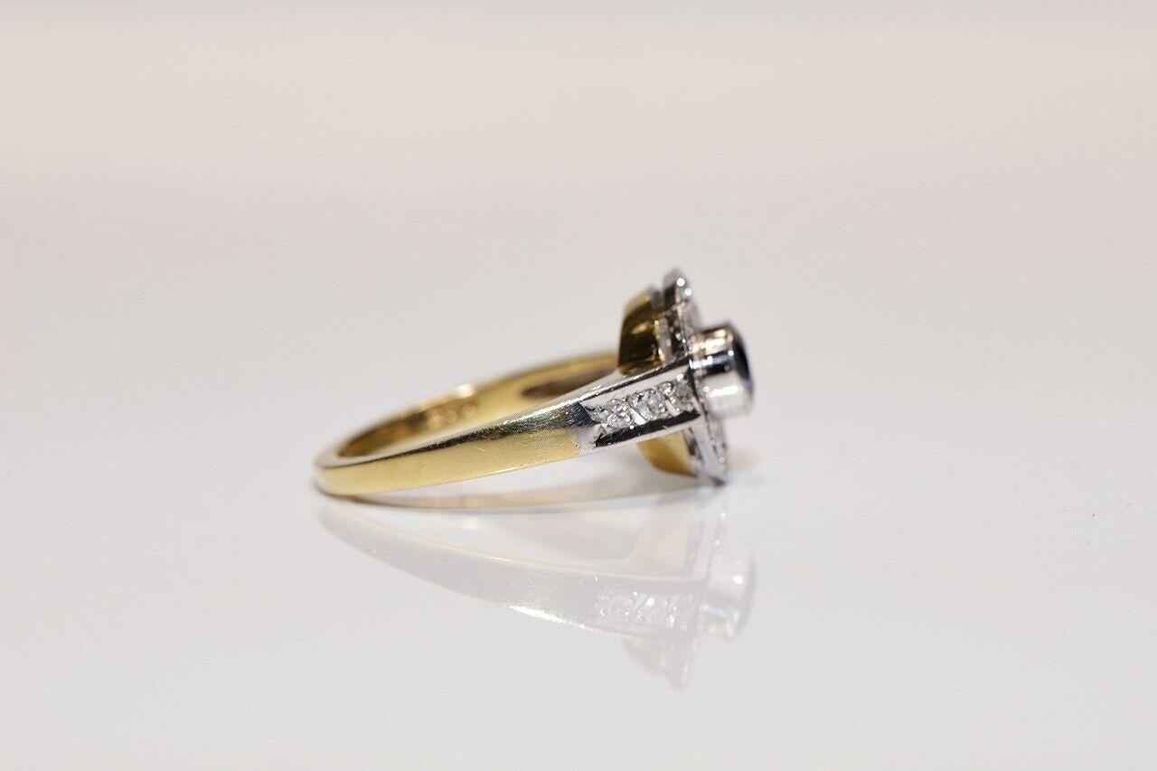 In sehr gutem Zustand.
Gesamtgewicht 5,2 Gramm.
Insgesamt ist Diamant etwa 0,20 Karat.
Der Diamant hat die Farbe H und die Reinheit vs-s1-s2.
Insgesamt ist Saphir 0,40 Karat.
Ringgröße ist US 6.3
Wir können jede Größe herstellen.
Bitte kontaktieren