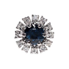 Vintage CIRCA 1980s 18k Gold Natürlicher Diamant und Rundschliff Saphir Ring