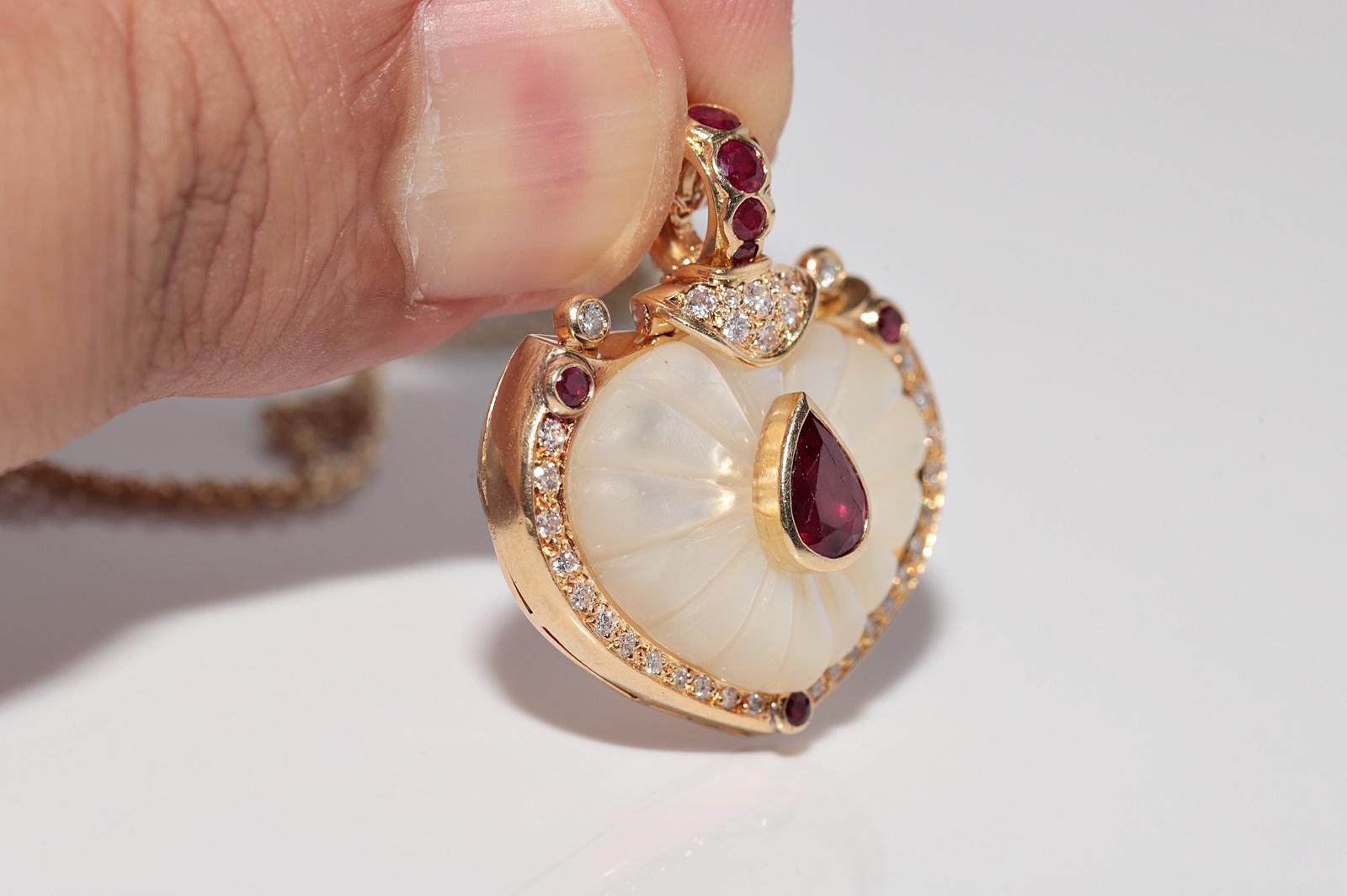 Collana con diamanti naturali, rubini e perle in oro 18k CIRCA 1980 in vendita 9