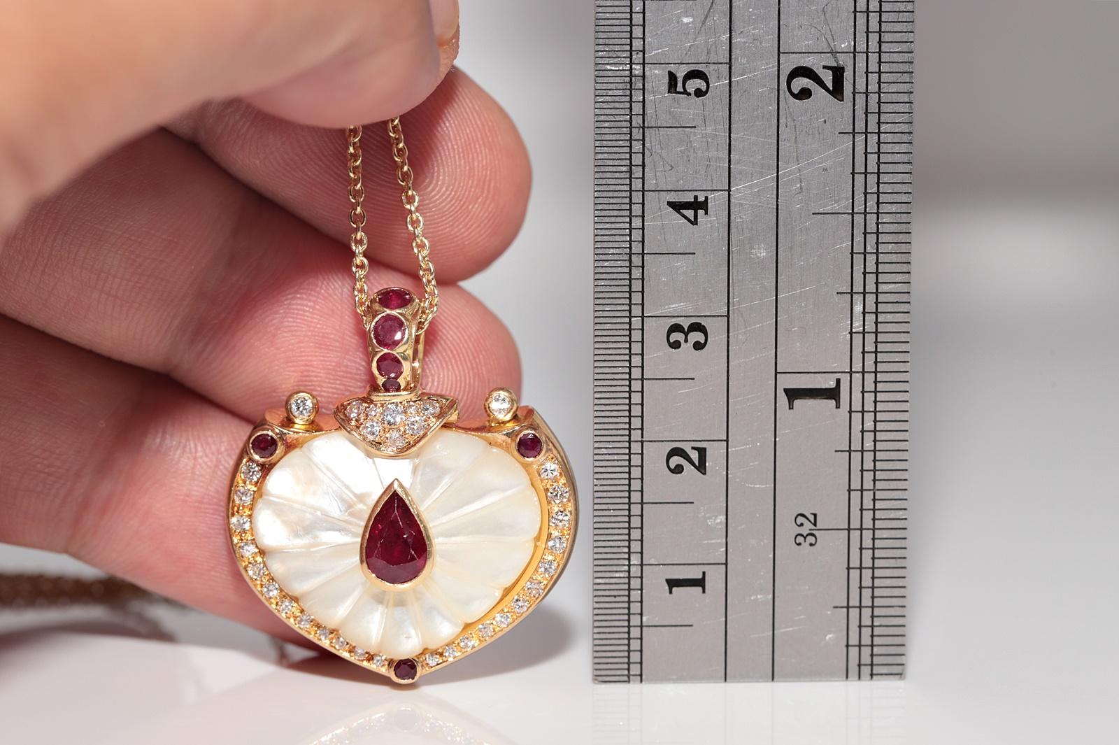 Collana con diamanti naturali, rubini e perle in oro 18k CIRCA 1980 in vendita 11