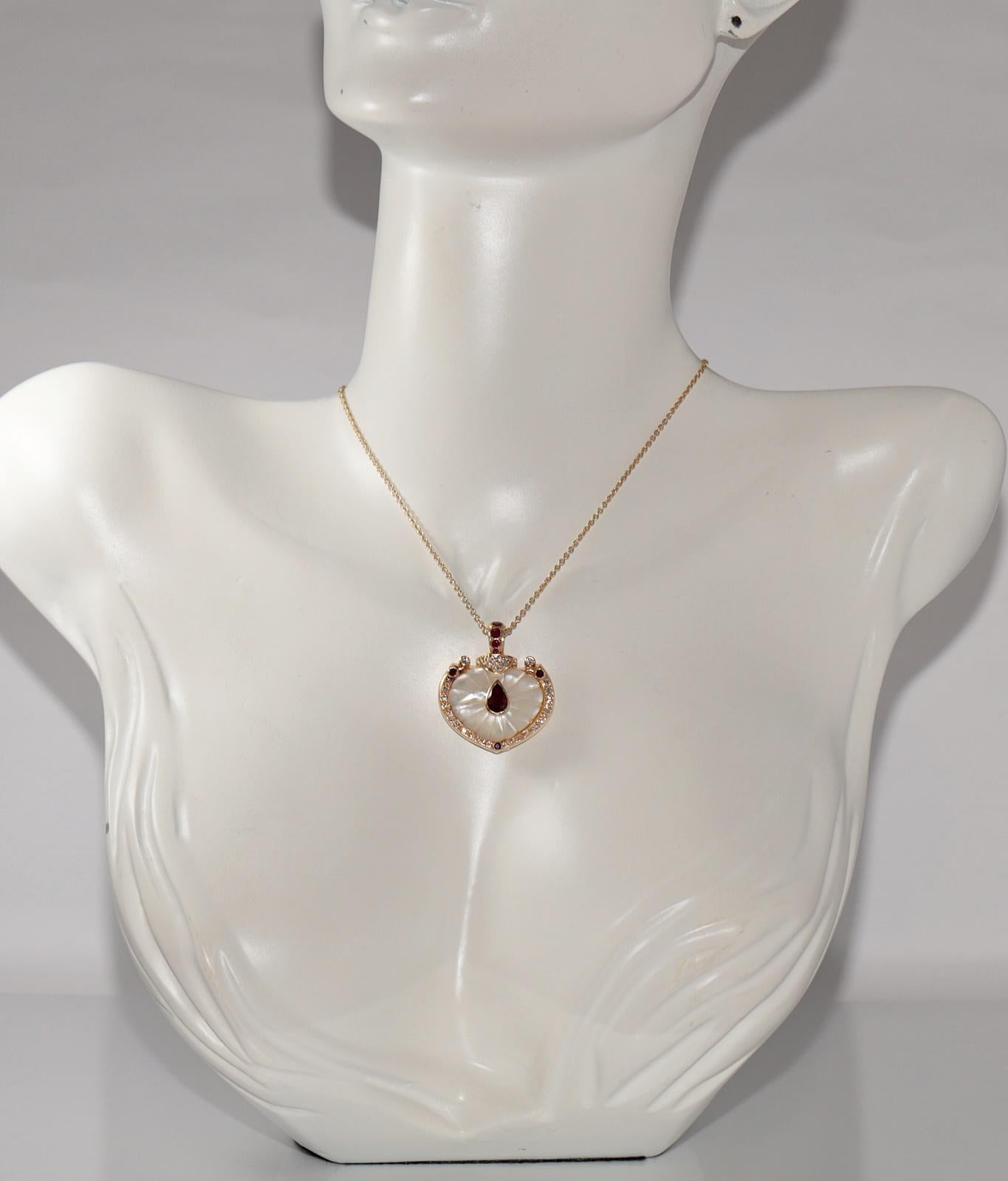 Collana con diamanti naturali, rubini e perle in oro 18k CIRCA 1980 in vendita 14