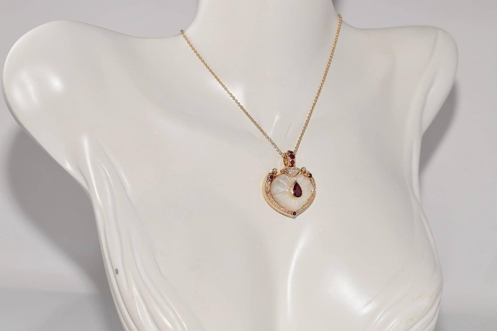 Taglio brillante Collana con diamanti naturali, rubini e perle in oro 18k CIRCA 1980 in vendita
