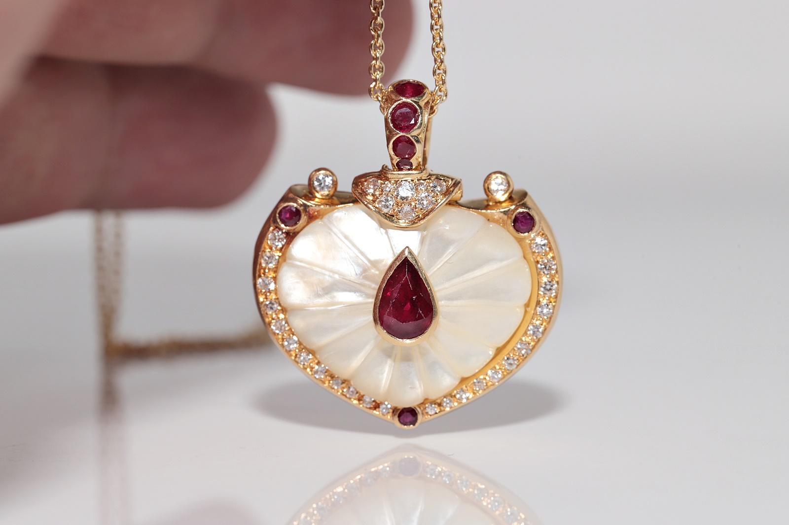 Collana con diamanti naturali, rubini e perle in oro 18k CIRCA 1980 In condizioni buone in vendita a Fatih/İstanbul, 34