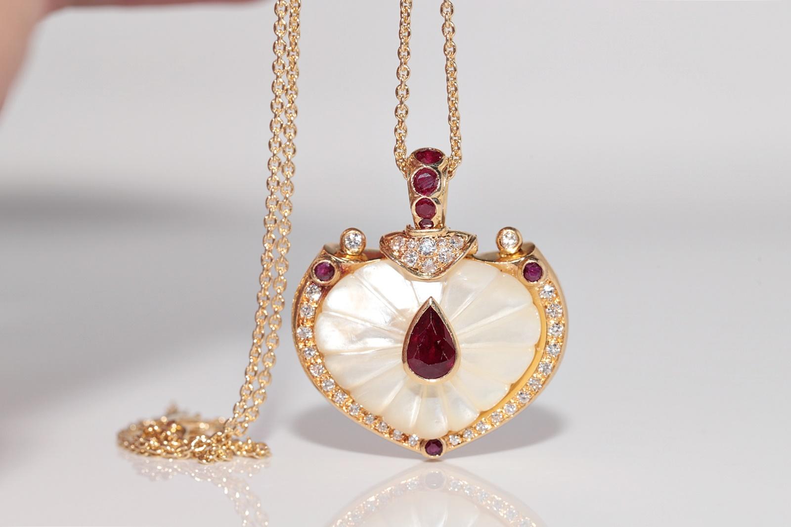 Collana con diamanti naturali, rubini e perle in oro 18k CIRCA 1980 in vendita 1