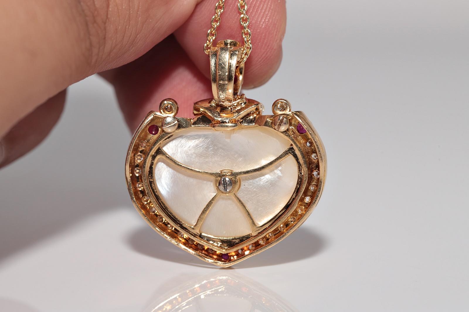 Collana con diamanti naturali, rubini e perle in oro 18k CIRCA 1980 in vendita 4