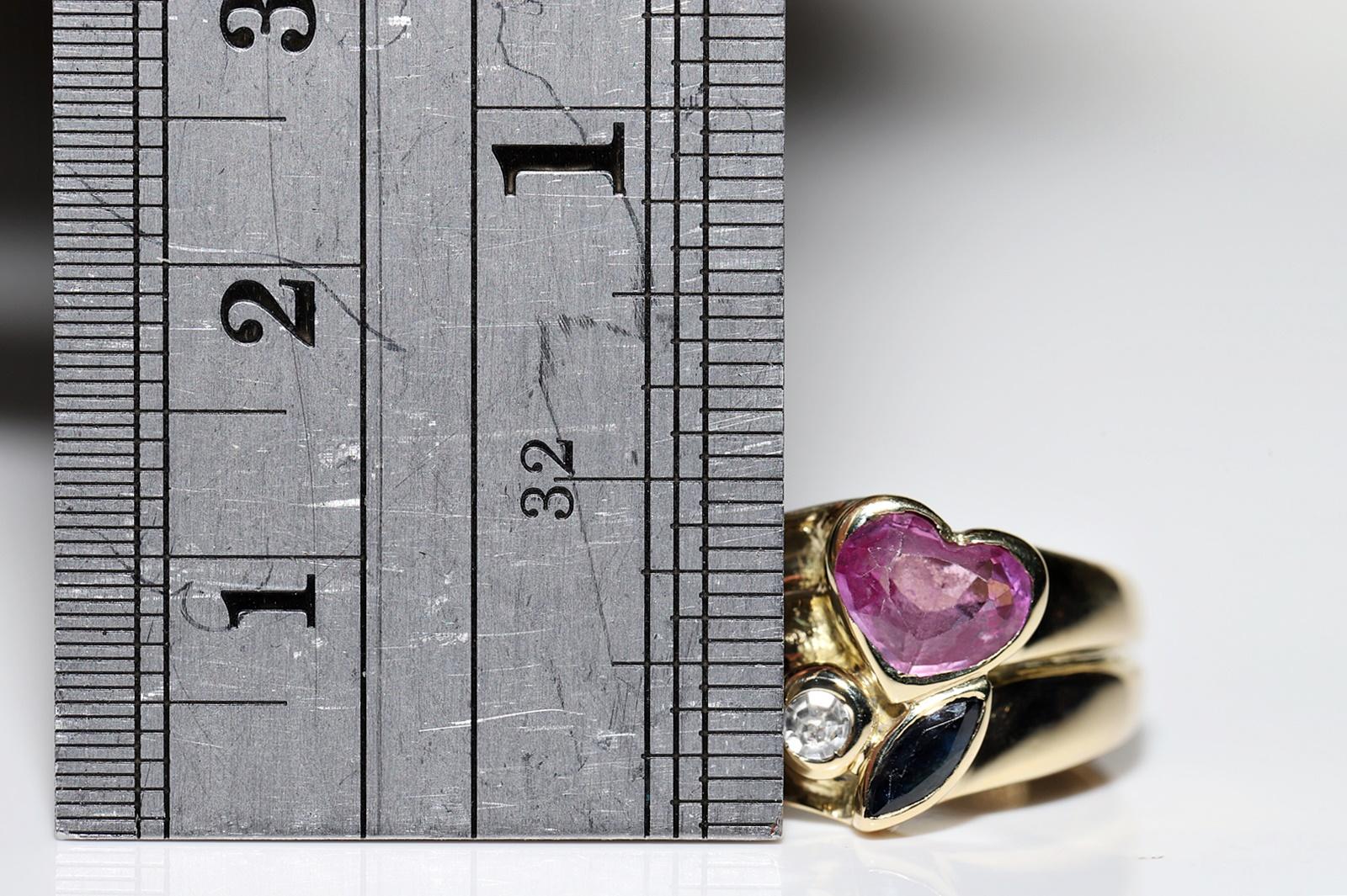 Vintage-Ring aus 18 Karat Gold mit natürlichem Diamant, Rubin und Saphir, ca. 1980er Jahre im Angebot 5