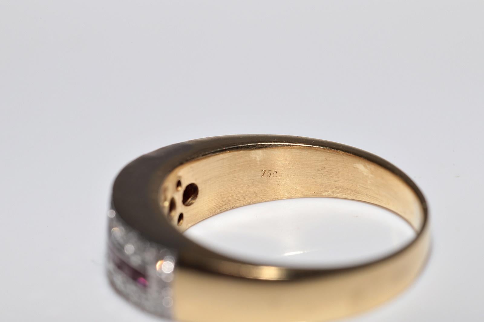 Anello a fascia decorato con diamanti naturali e rubini in oro 18 ct. d'epoca CIRCA 1980 in vendita 5