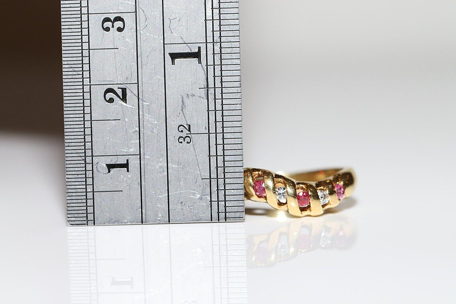 Vintage Circa 1980s 18k Gold Natural Diamond And Ruby Decorated Band Ring For Sale 6