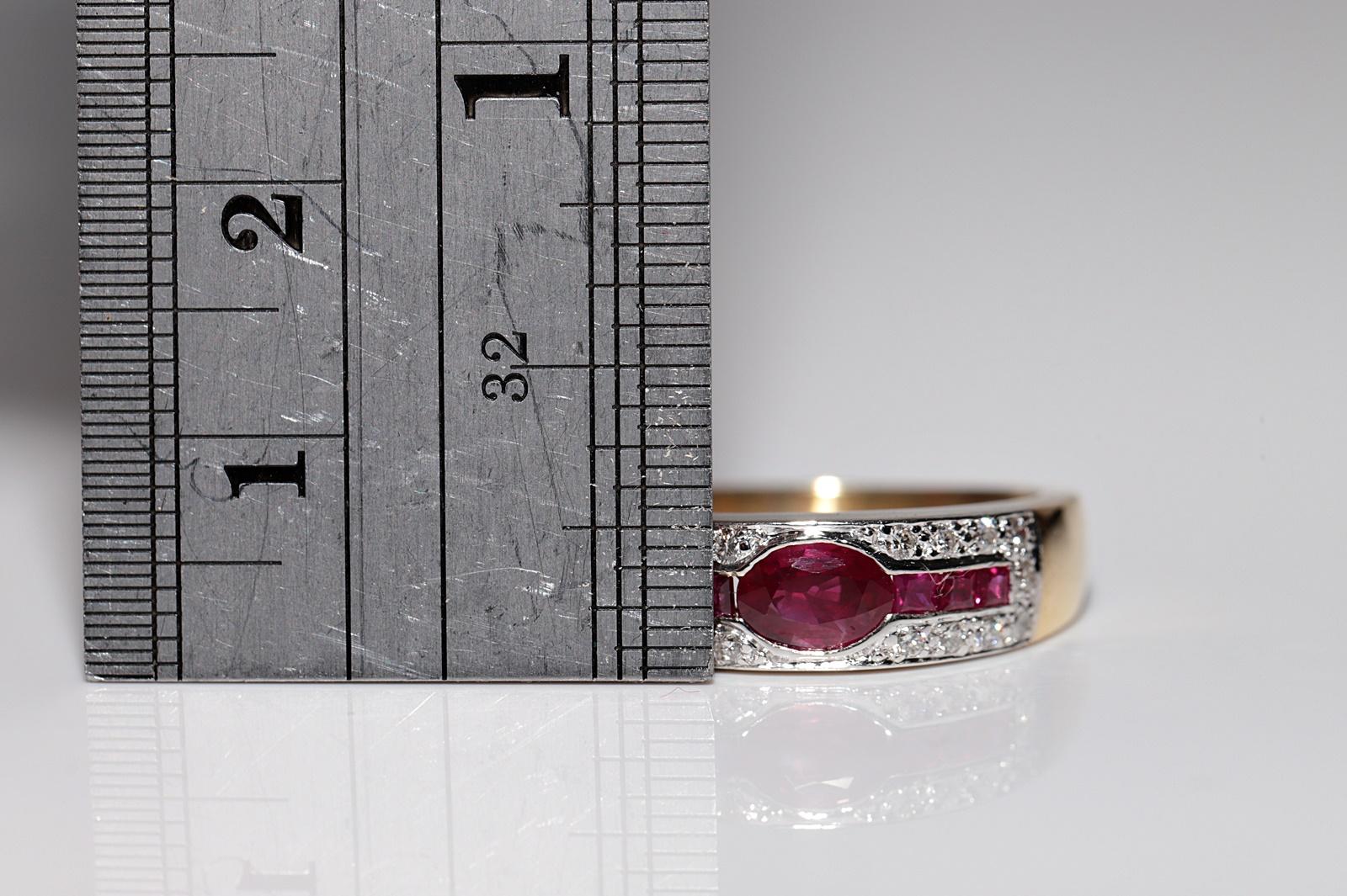 Anello a fascia decorato con diamanti naturali e rubini in oro 18 ct. d'epoca CIRCA 1980 in vendita 6