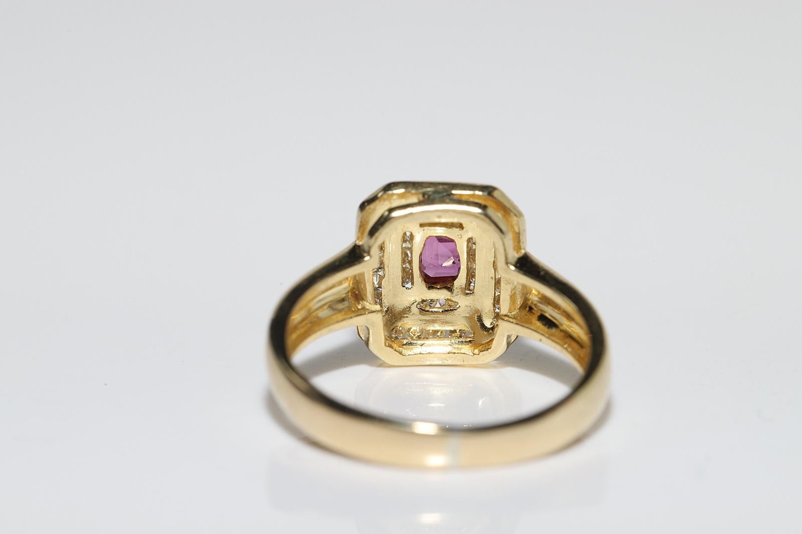Vintage Circa 1980s 18k Gold Natural Diamond And Ruby Decorated Cocktail Ring For Sale 7