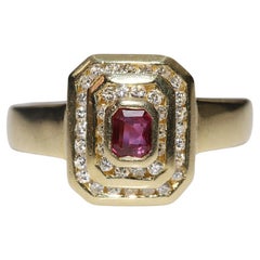 Vintage Circa 1980s 18k Gold Natural Diamond And Ruby Decorated Cocktail Ring
