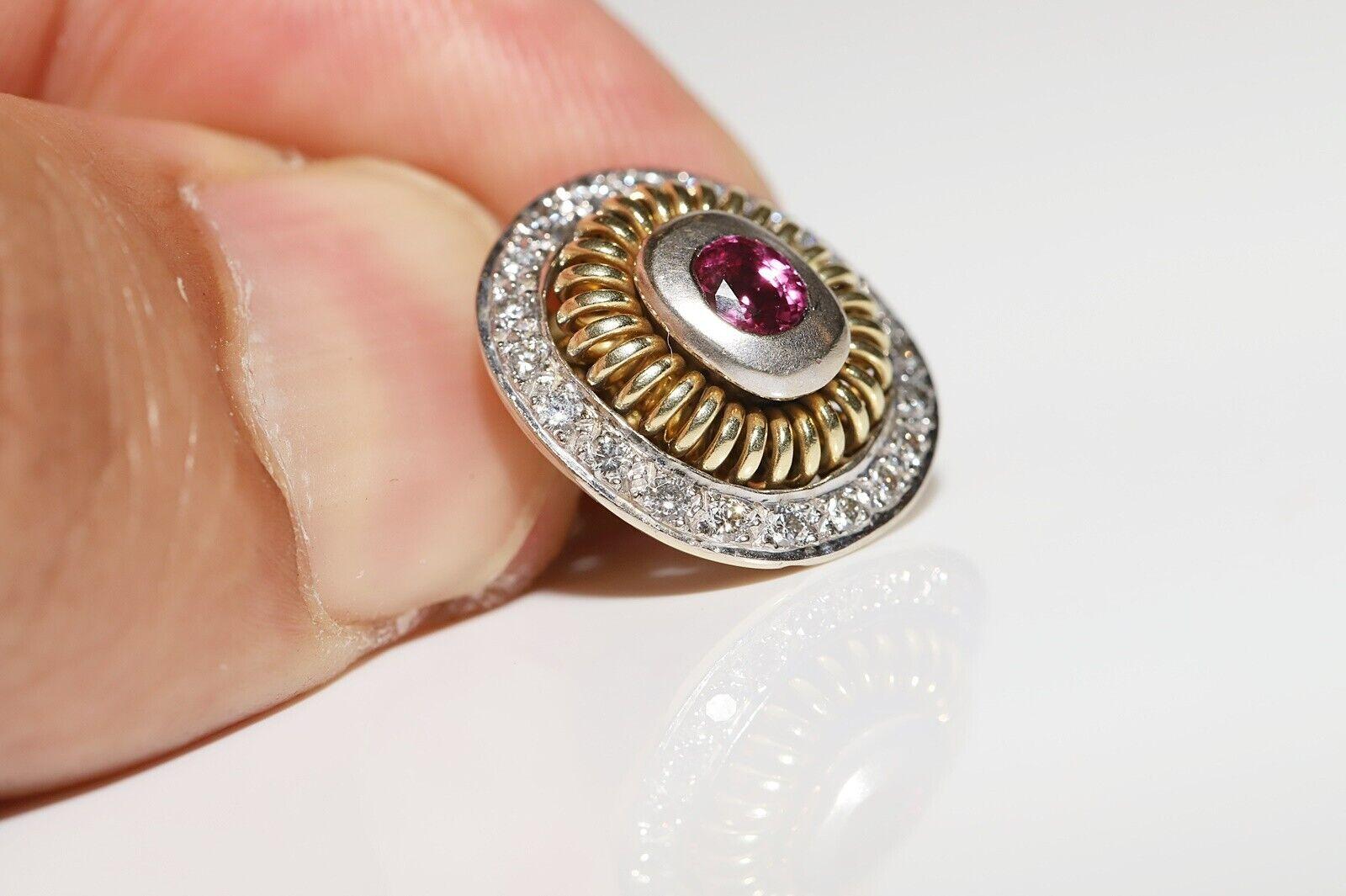 Vintage Circa 1980er Jahre 18k Gold Natürlicher Diamant und Rubin Dekorierter Ohrring im Angebot 6