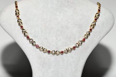 Vintage Circa 1980 Collier en or 18k orné de diamants naturels et de rubis