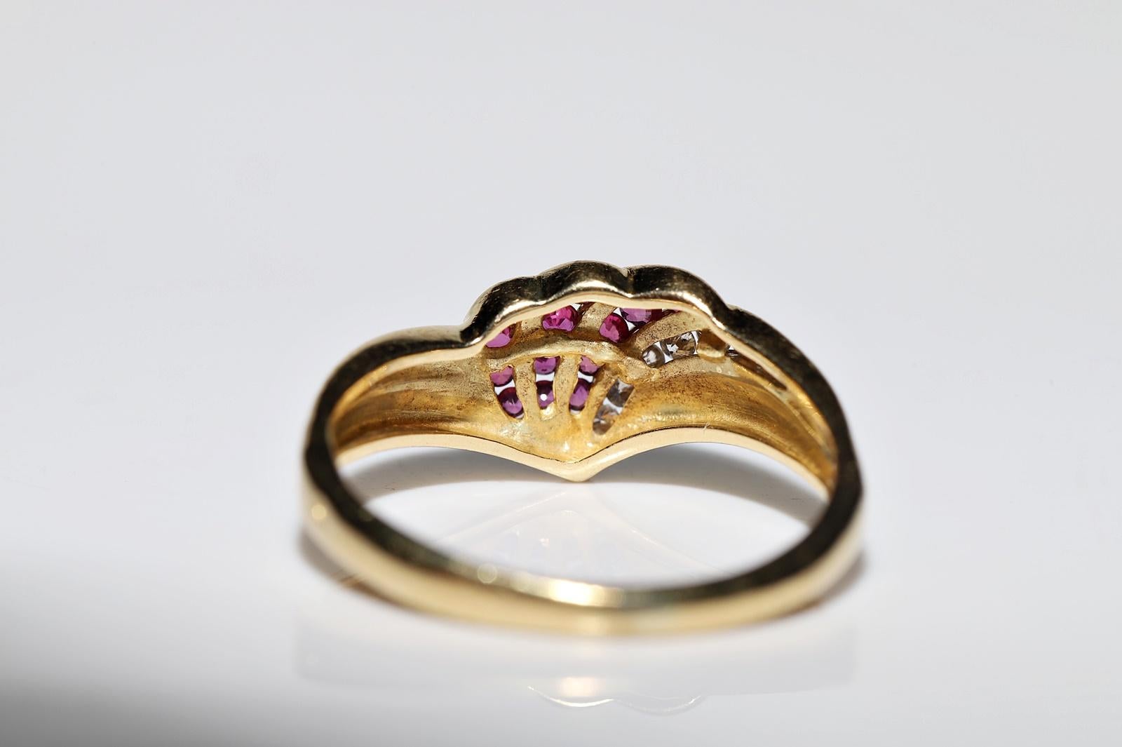 Deko-Ring aus 18 Karat Gold mit natürlichem Diamant und Rubin, Vintage, ca. 1980er Jahre im Angebot 4