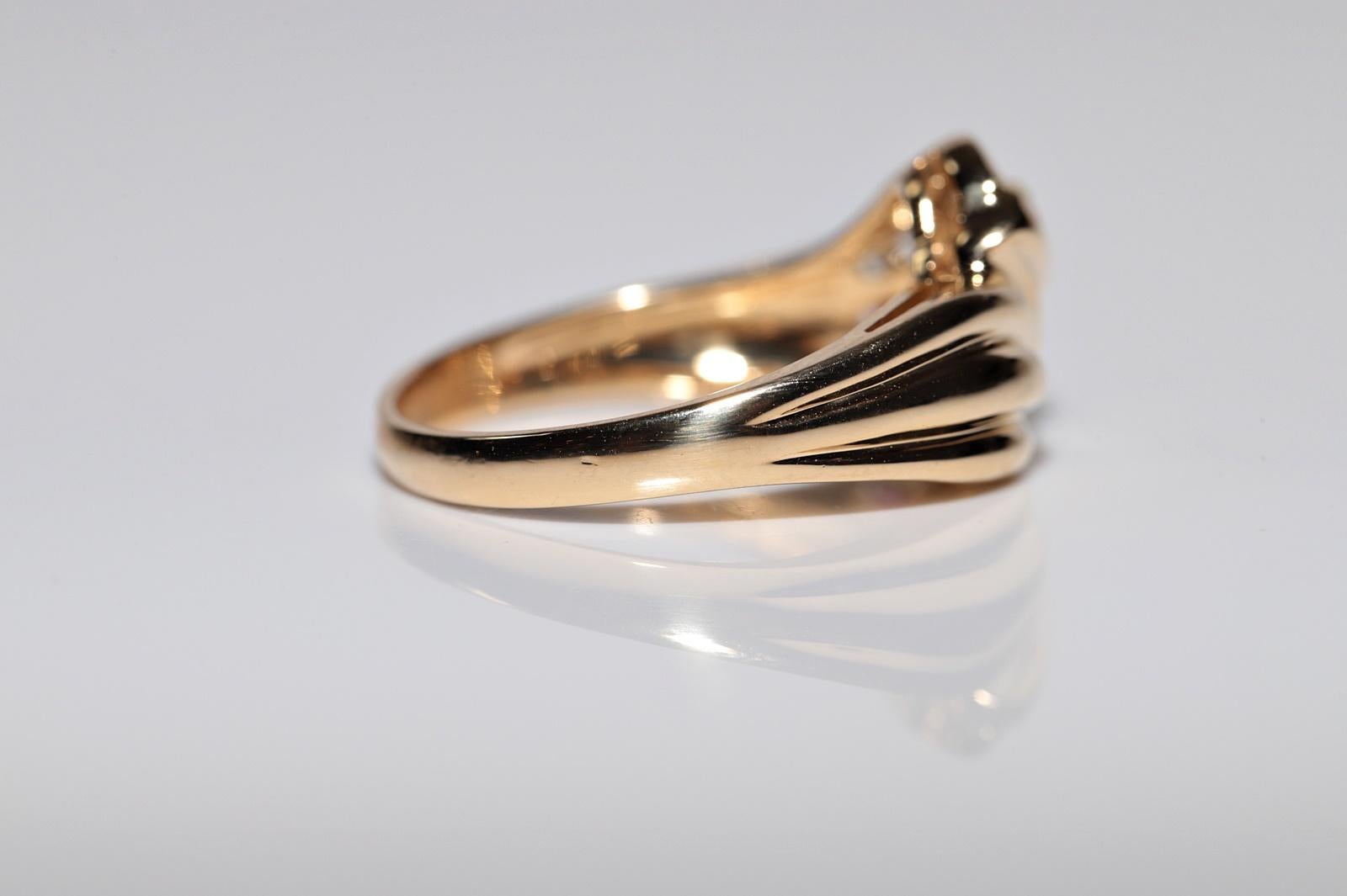 Deko-Ring aus 18 Karat Gold mit natürlichem Diamant und Rubin, Vintage, ca. 1980er Jahre im Angebot 4