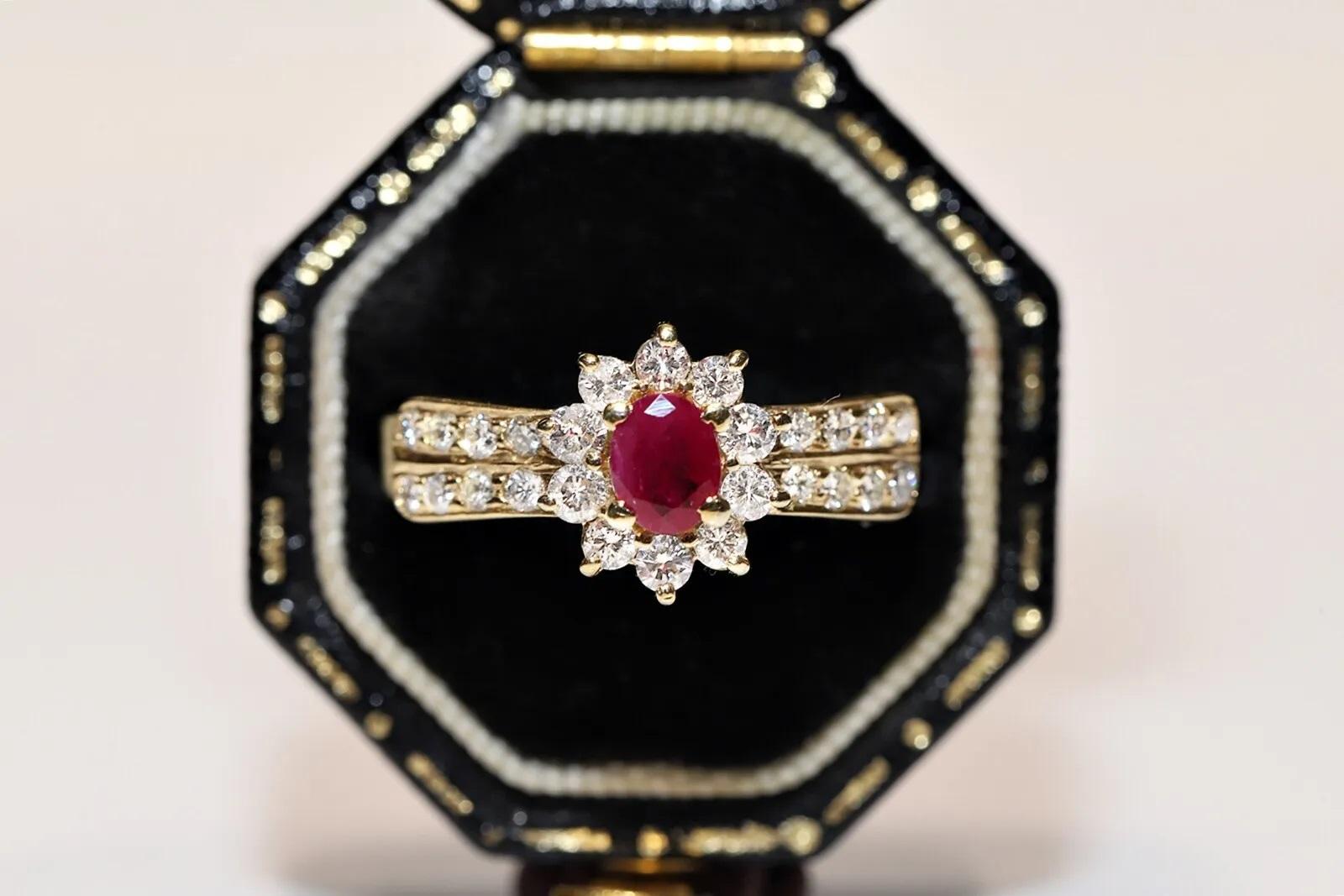 Deko-Ring aus 18 Karat Gold mit natürlichem Diamant und Rubin, Vintage, ca. 1980er Jahre im Angebot 4