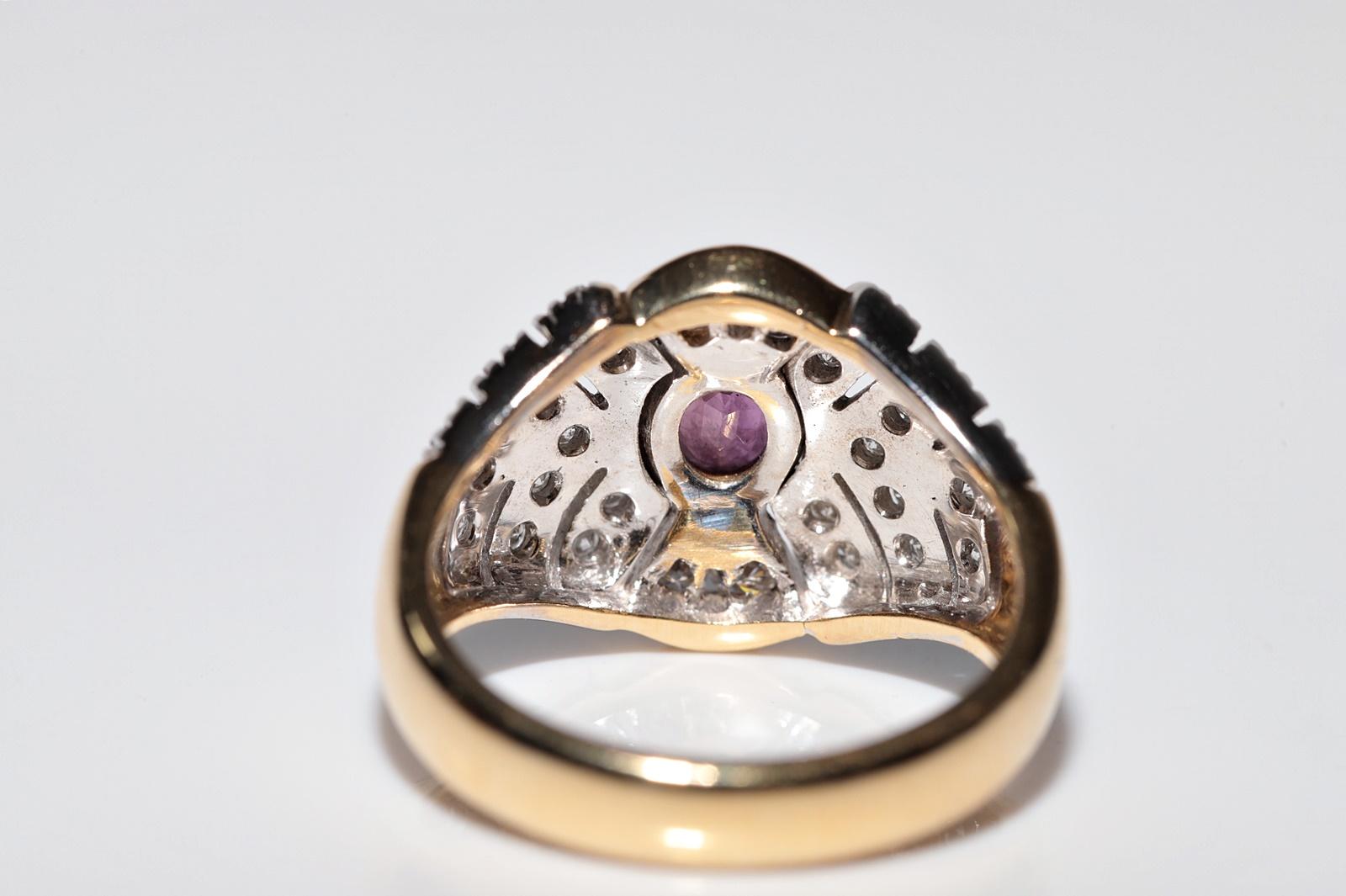 Deko-Ring aus 18 Karat Gold mit natürlichem Diamant und Rubin, Vintage, ca. 1980er Jahre im Angebot 5