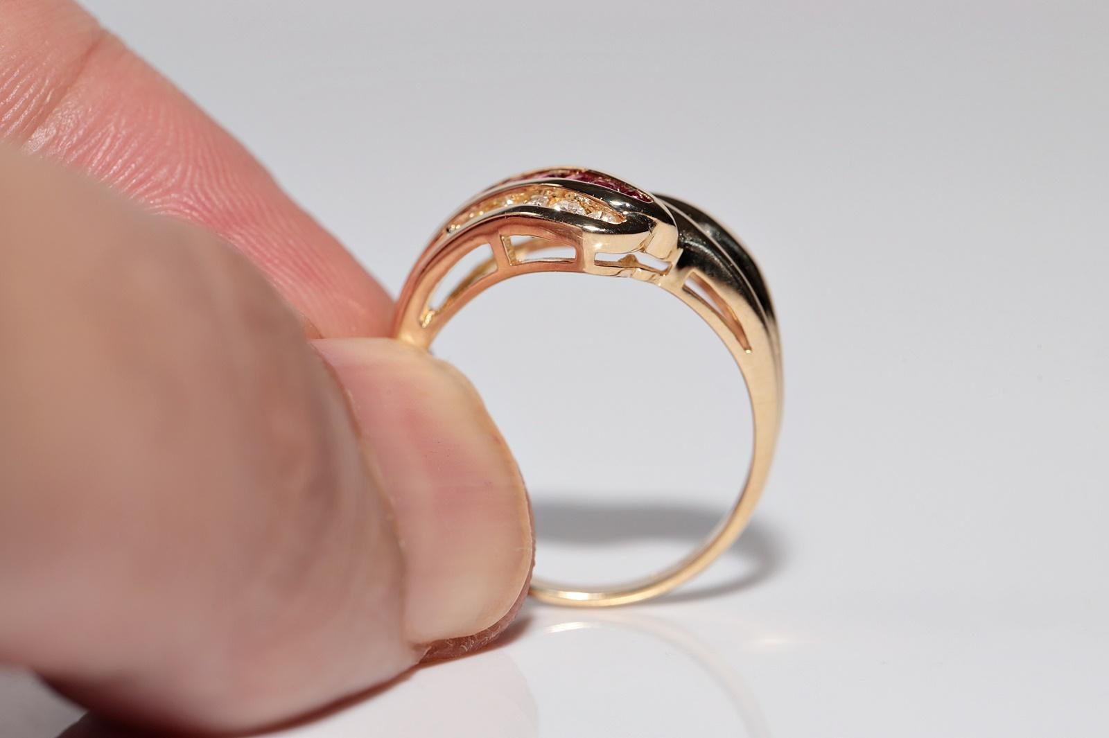 Deko-Ring aus 18 Karat Gold mit natürlichem Diamant und Rubin, Vintage, ca. 1980er Jahre im Angebot 5