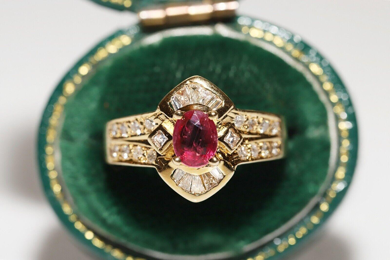 Deko-Ring aus 18 Karat Gold mit natürlichem Diamant und Rubin, Vintage, ca. 1980er Jahre im Angebot 5